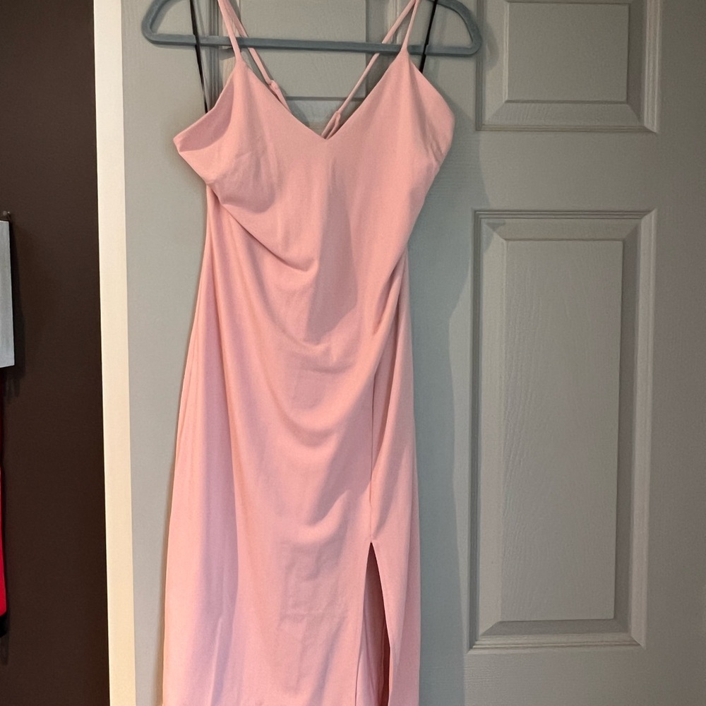 Elegant Pink Spaghetti Strap Dress